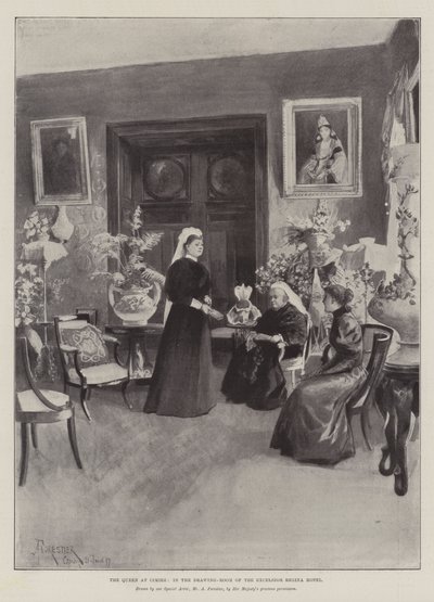 La reine à Cimiez, dans le salon de l